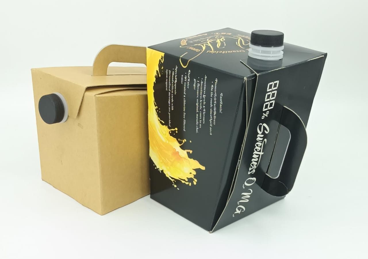 Kraft and printed bag-in-box pair