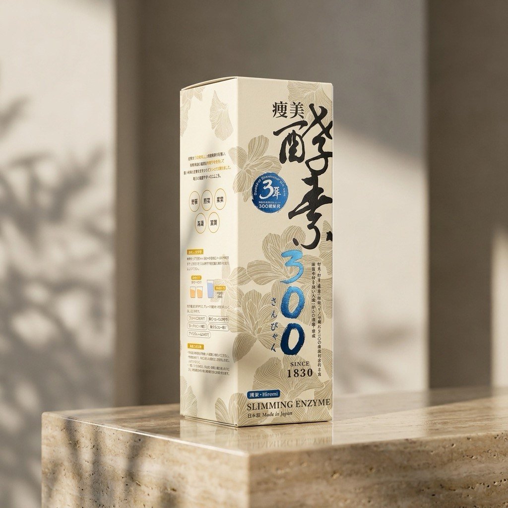 Slimming Enzyme 300 cream-board retail carton with brushed calligraphy