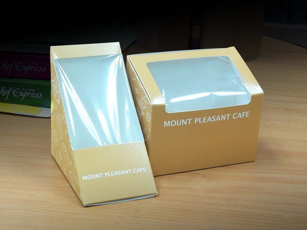 Cafe cake box and matching carrier bag