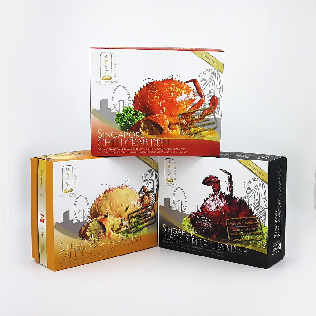 House of Seafood Singapore crab dish gift boxes in chilli, salted egg and black pepper