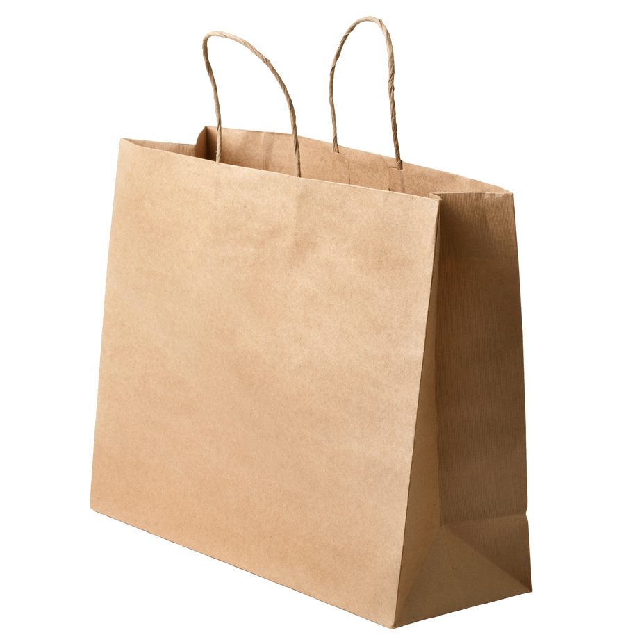 Kraft twist-handle carrier bag in uncoated board