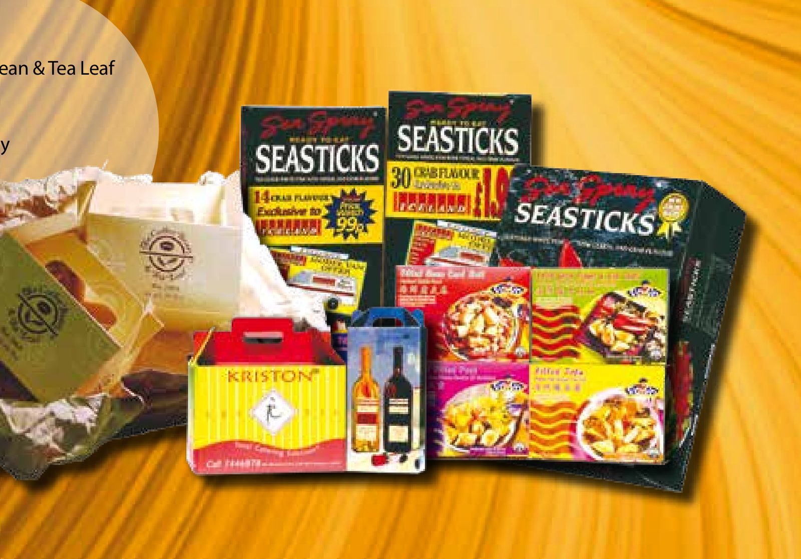 Litho-printed carton boxes for Sea Spray and Kriston food and beverage lines