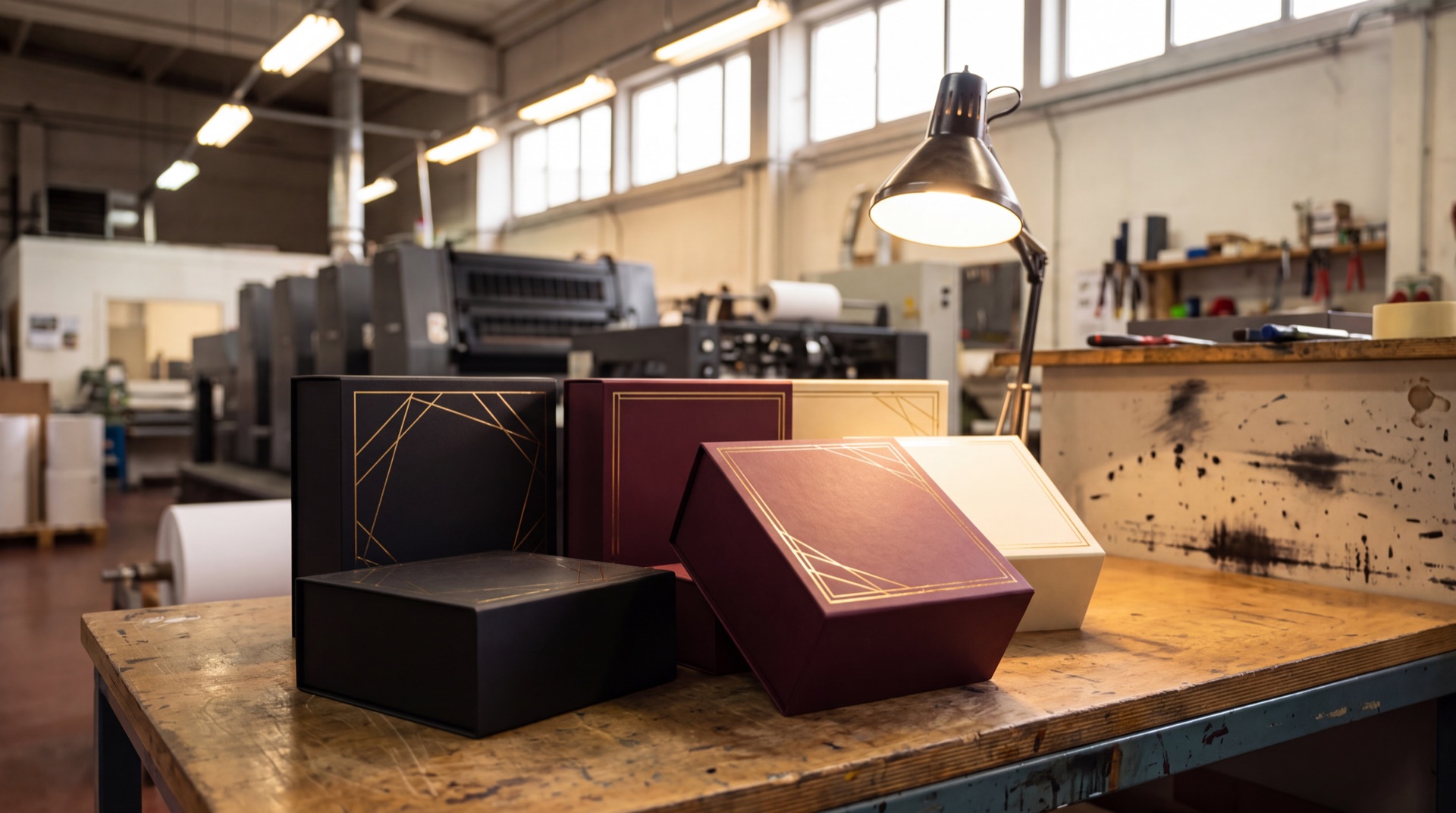 Die-cut and foil-stamped rigid boxes finished at Firstpack